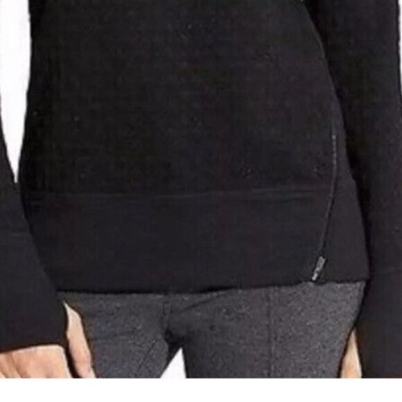 ATHLETA R&R Quilted Pullover Black Cozy CYA Sweatshirt Top Zippers XS - Picture 3 of 9